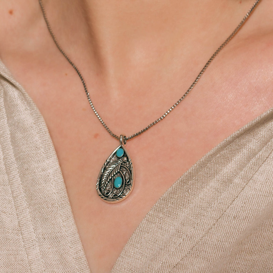 Turquoise Leaf Spirit Pendant Necklace