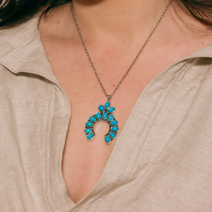 Turquoise Crescent Necklace Set