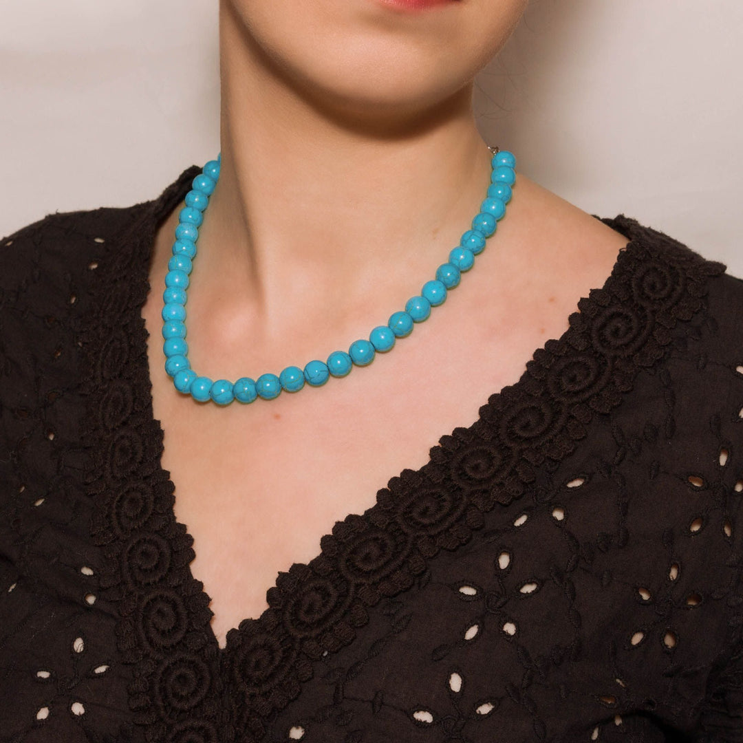Southwest Sky Turquoise Bead Necklace (10mm Ball)