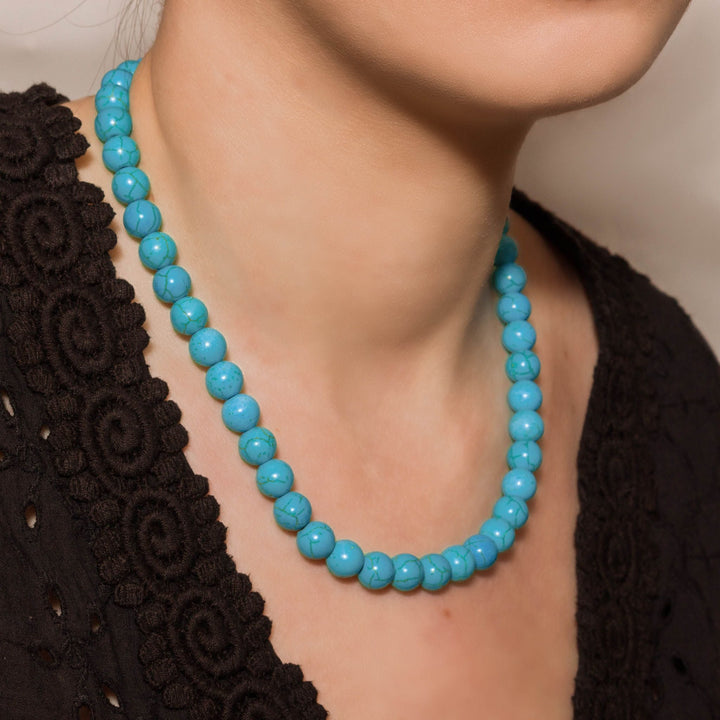 Southwest Sky Turquoise Bead Necklace (10mm Ball)