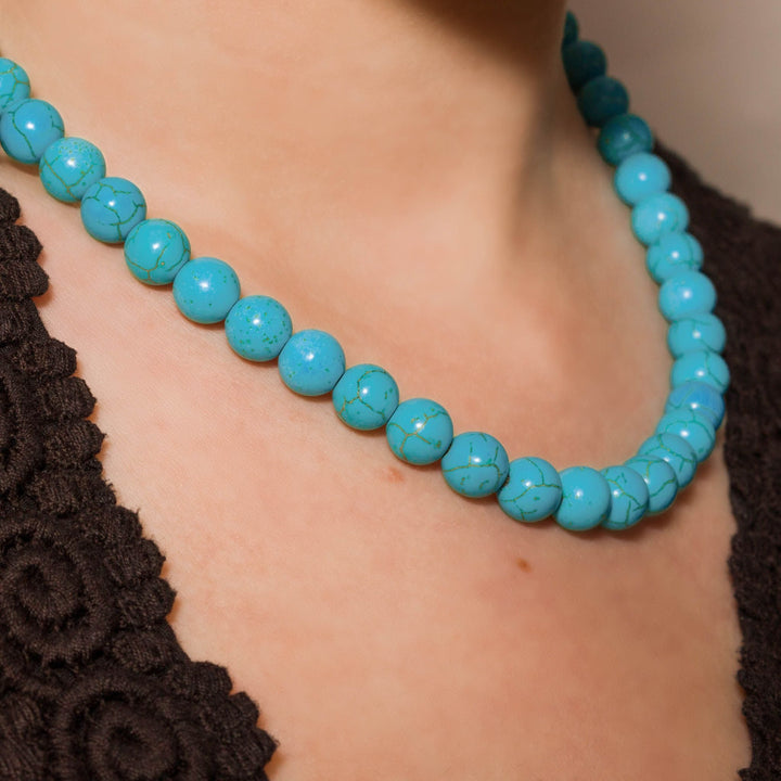 Southwest Sky Turquoise Bead Necklace (10mm Ball)