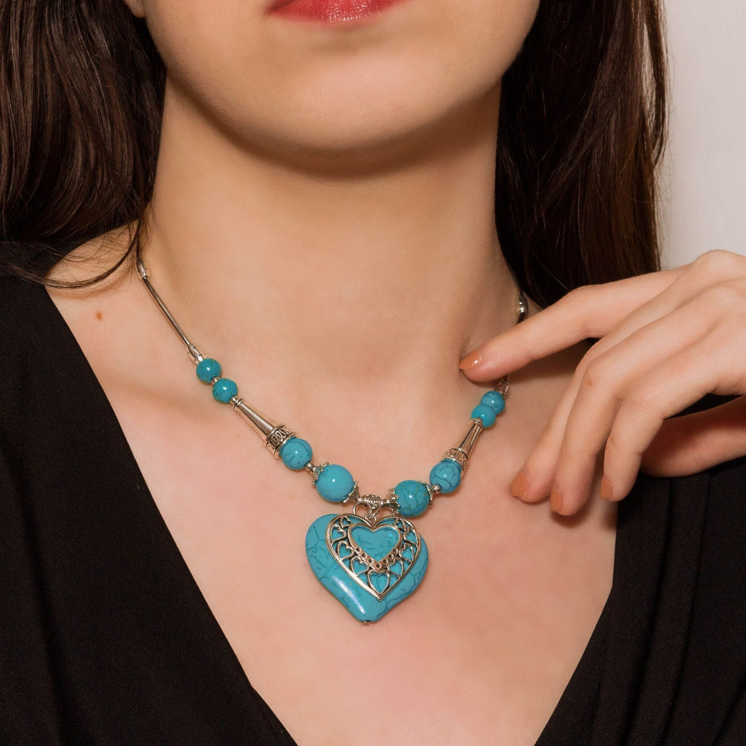 Turquoise Embrace Heart Necklace