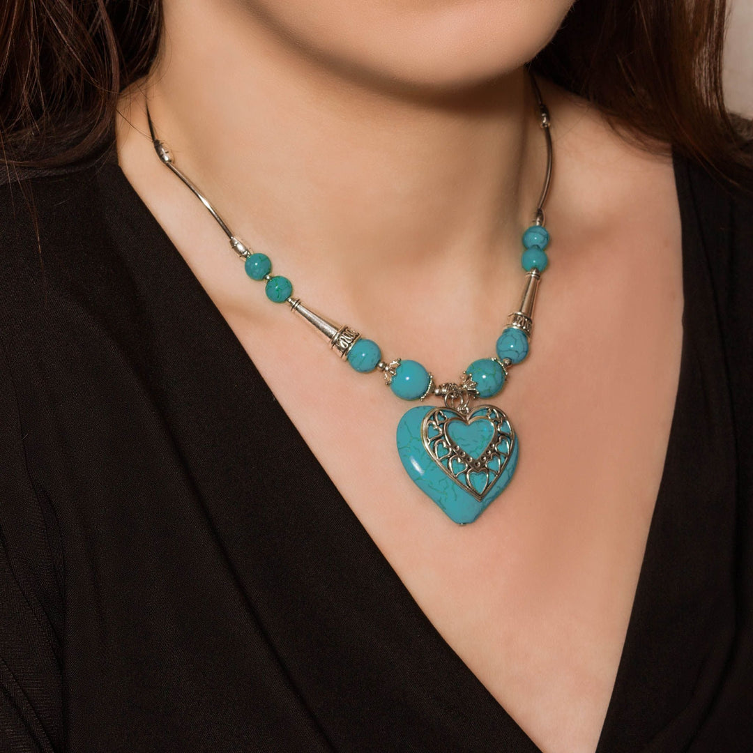Turquoise Embrace Heart Necklace