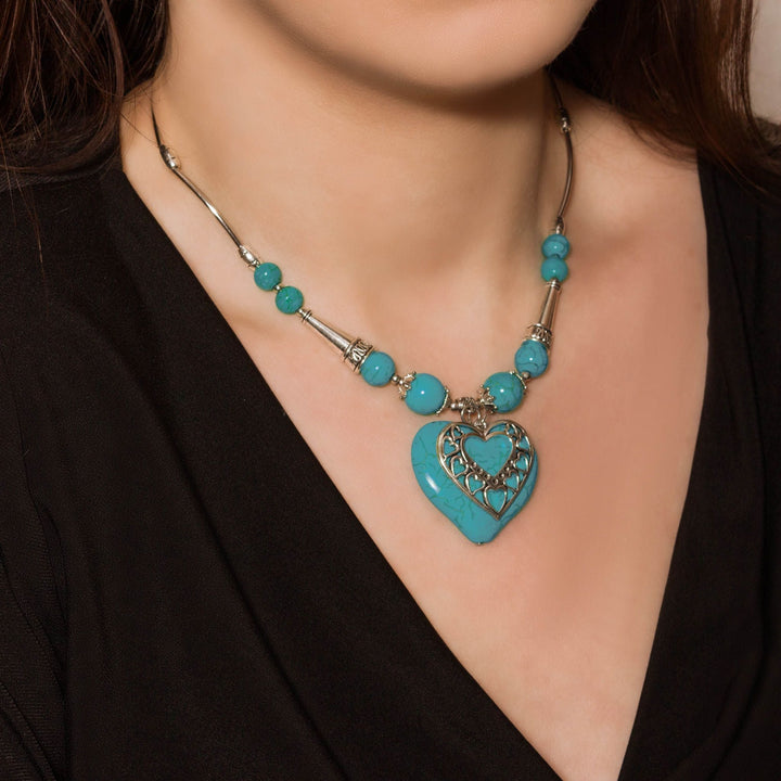 Turquoise Embrace Heart Necklace