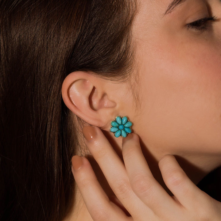Turquoise Blossom Stud Earrings