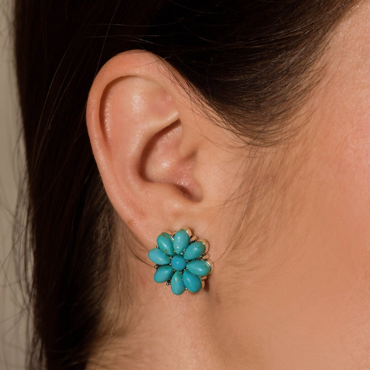 Turquoise Blossom Stud Earrings