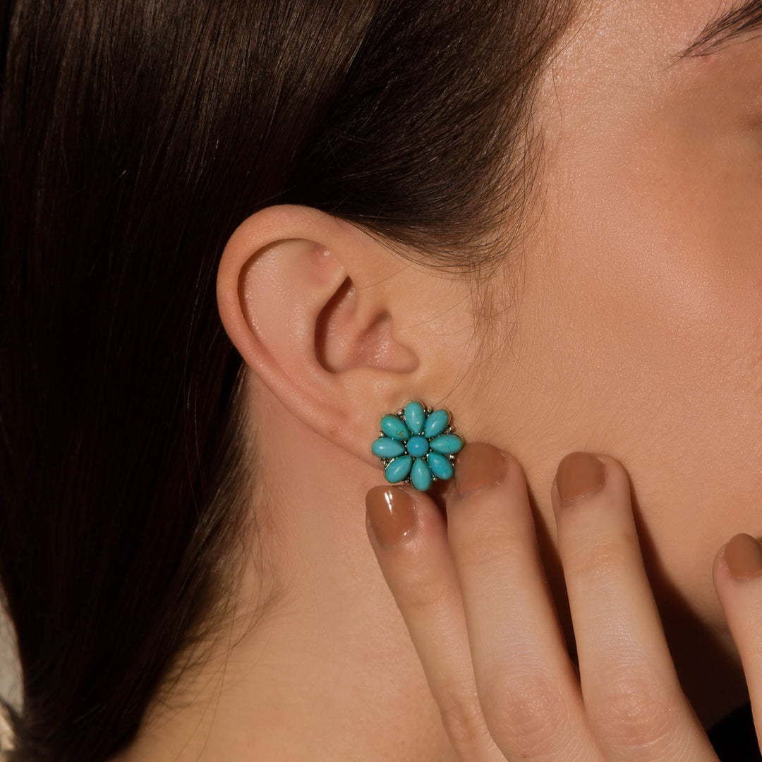 Turquoise Blossom Stud Earrings