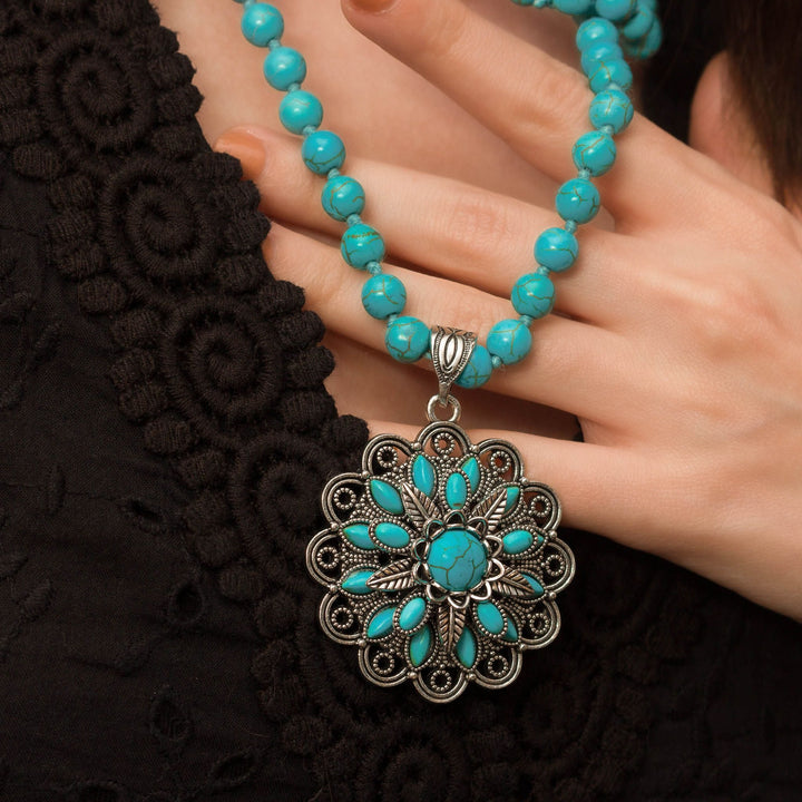 Triple-Strand Turquoise Beaded Necklace