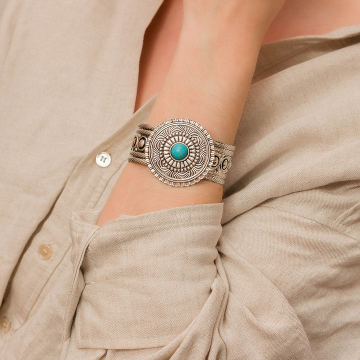 Western Sunburst Turquoise Cuff Bracelet