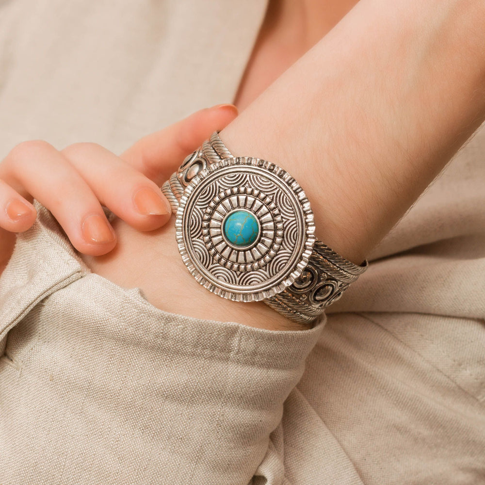 Western Sunburst Turquoise Cuff Bracelet