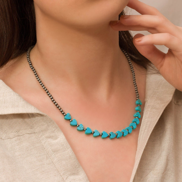 Turquoise Heart Bead Necklace