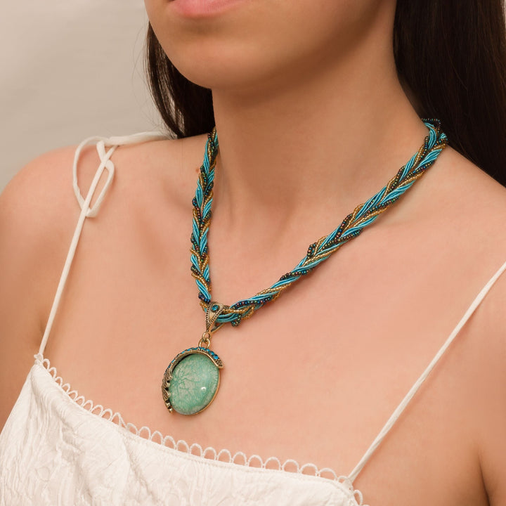 Turquoise Winged Moon Pendant Necklace