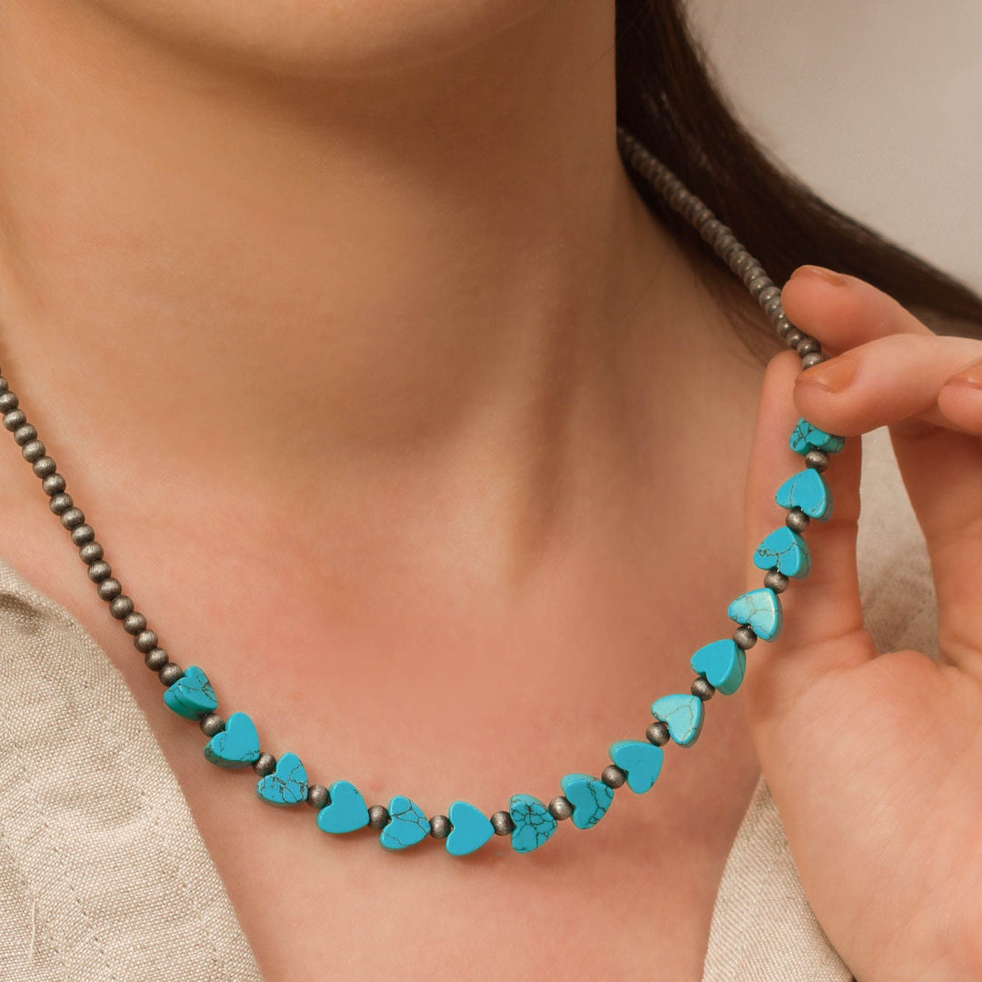 Turquoise Heart Bead Necklace