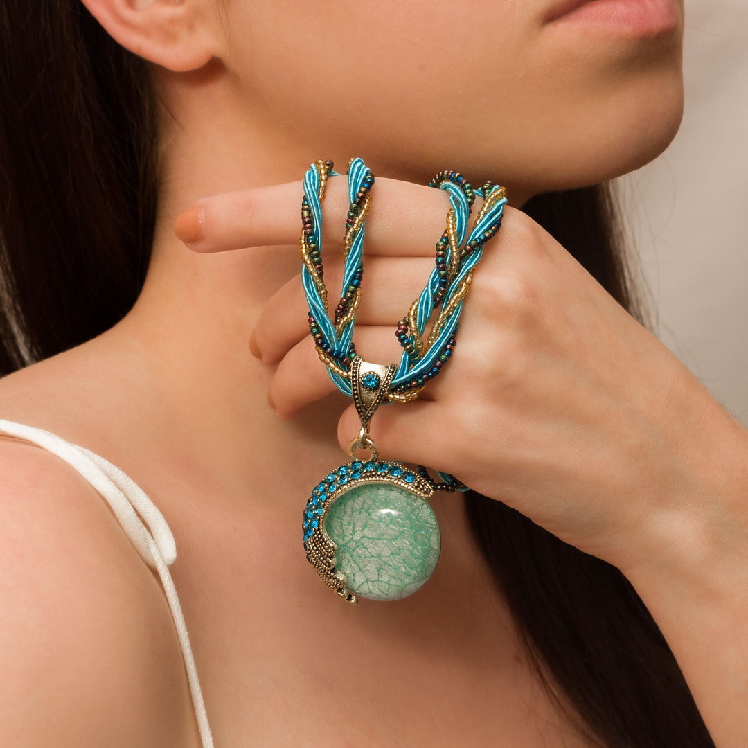 Turquoise Winged Moon Pendant Necklace