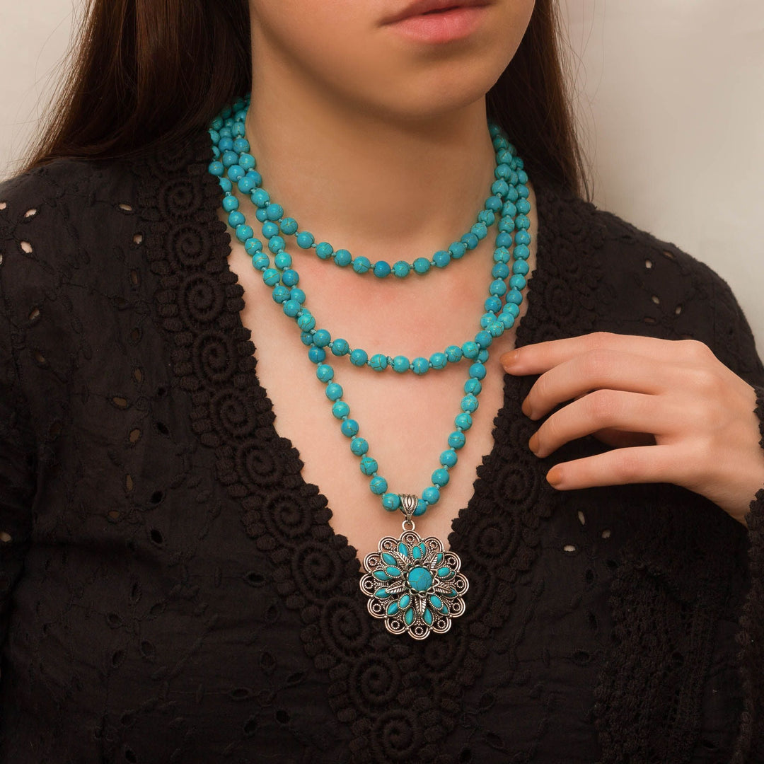 Triple-Strand Turquoise Beaded Necklace