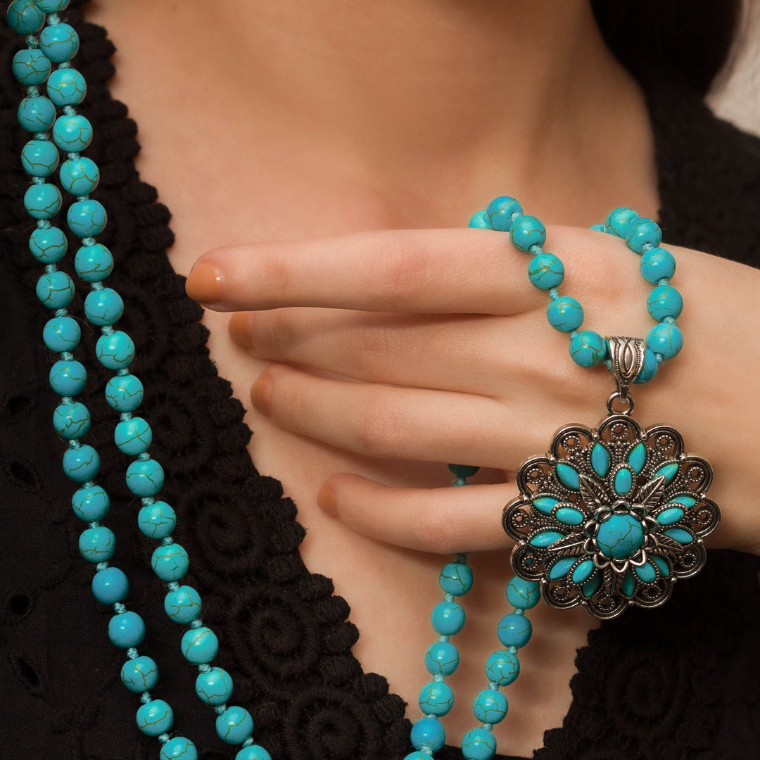 Triple-Strand Turquoise Beaded Necklace