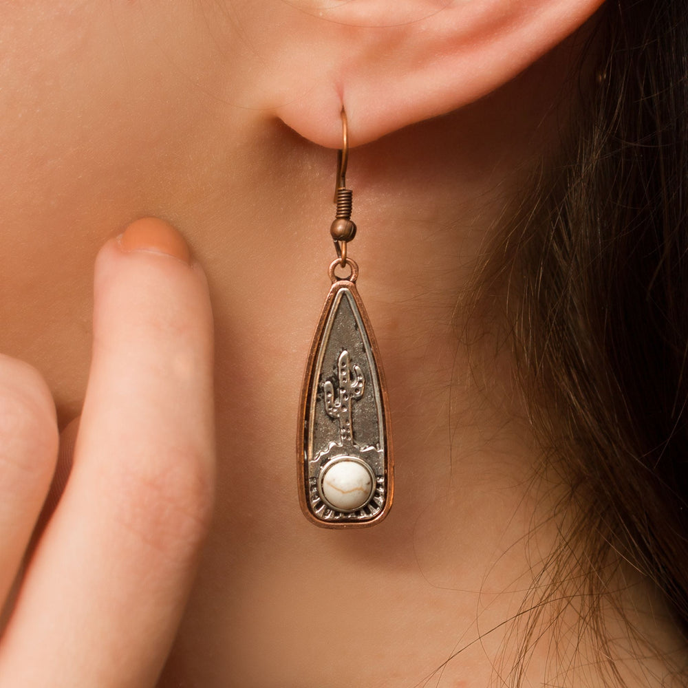 Copper Desert Cactus Earrings