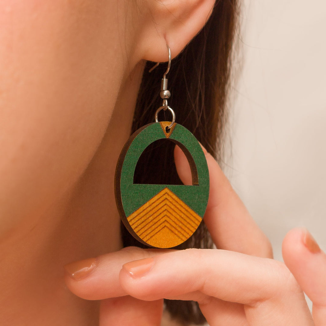 Boho Wood Teardrop Earrings