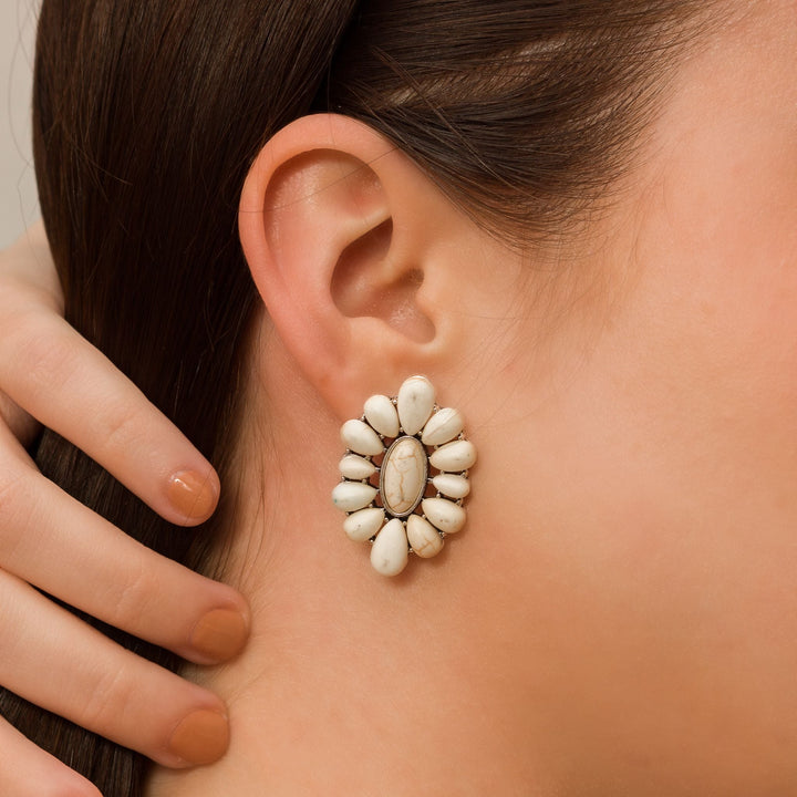Ivory Bloom Oval Earrings