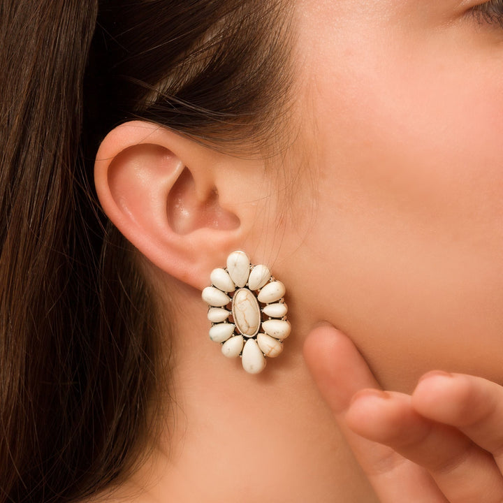 Ivory Bloom Oval Earrings
