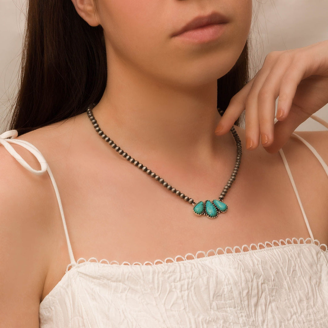 Triple Turquoise Teardrop Necklace