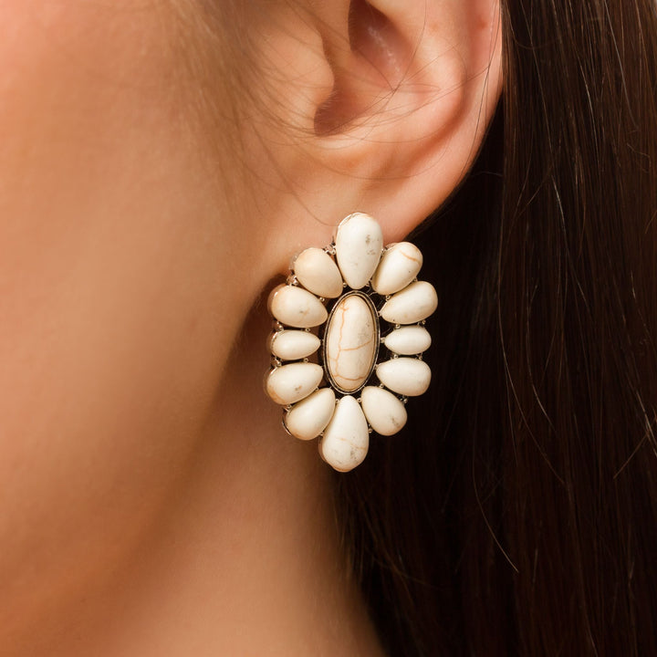 Ivory Bloom Oval Earrings