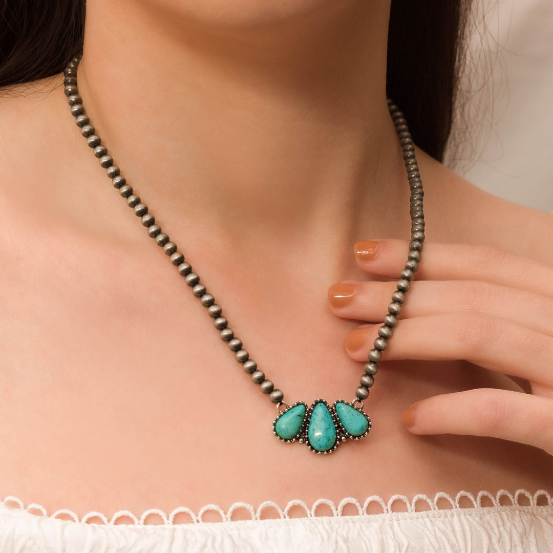 Triple Turquoise Teardrop Necklace