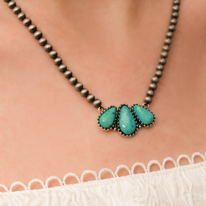 Triple Turquoise Teardrop Necklace