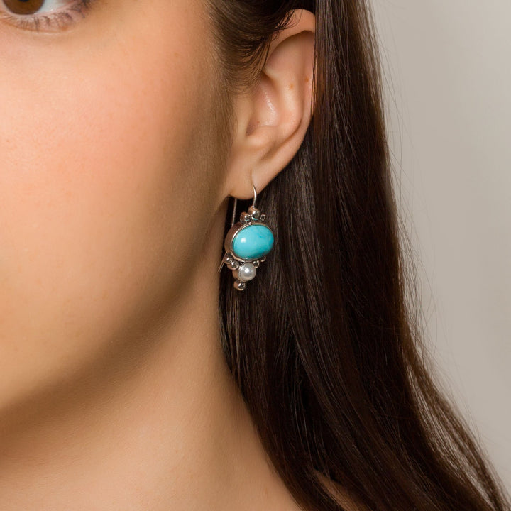 Turquoise Pearl Drop Earrings