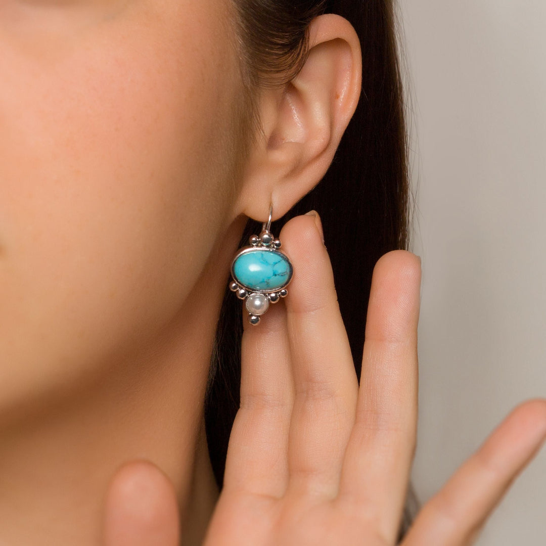 Turquoise Pearl Drop Earrings