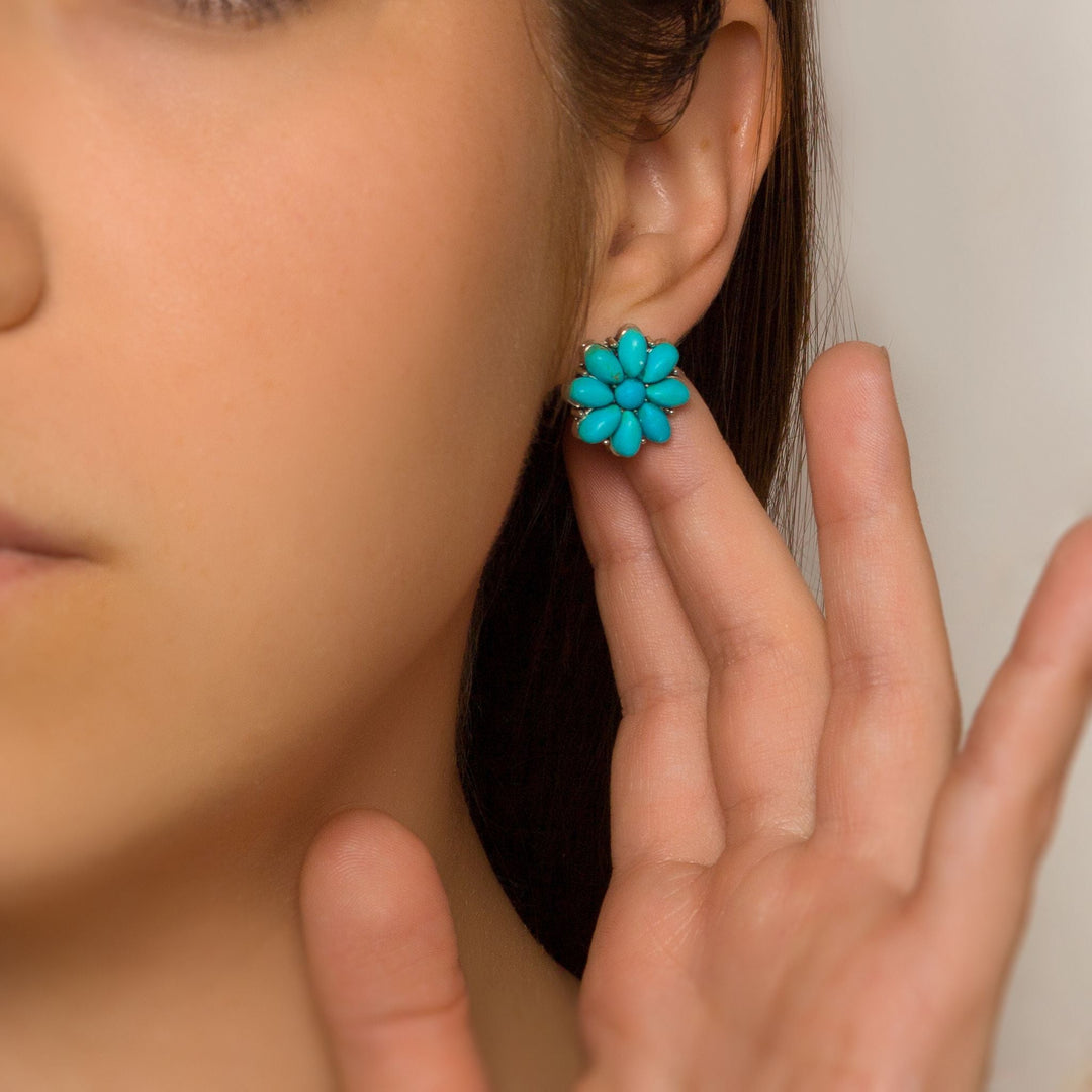 Turquoise Blossom Stud Earrings