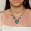 Silver-tone Wings Turquoise Bloom Necklace