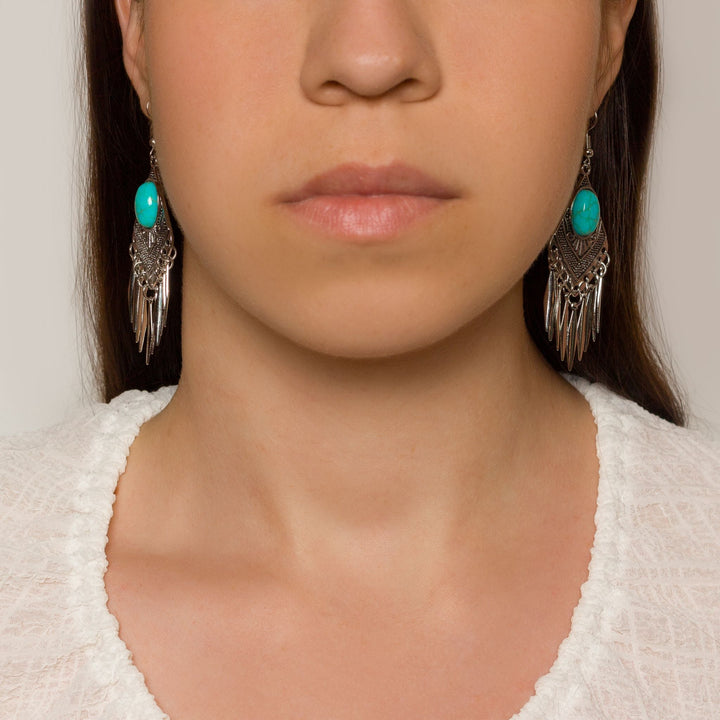 Turquoise Dawn Fringe Earrings