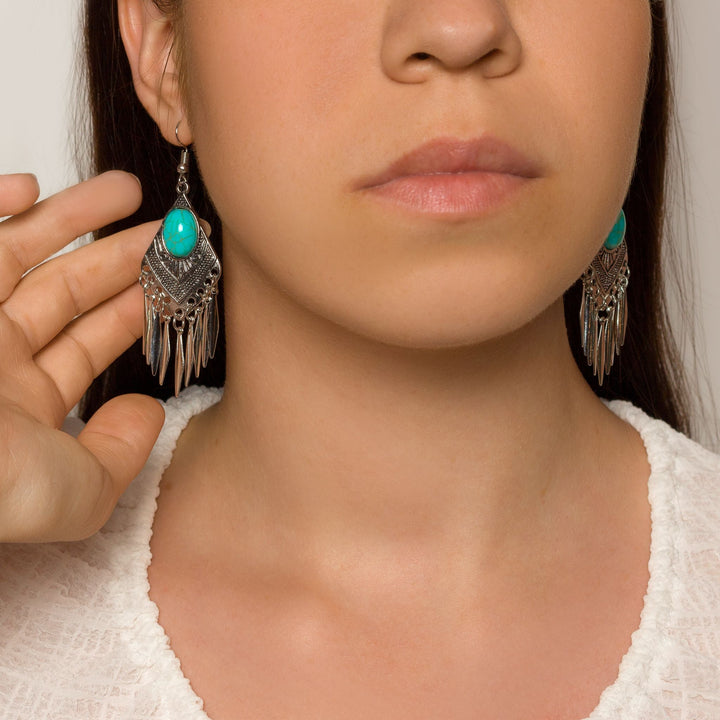 Turquoise Dawn Fringe Earrings