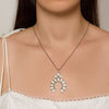 White Stone Crescent Necklace