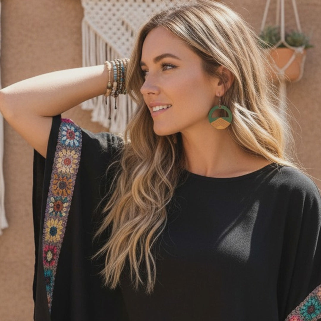 Boho Wood Teardrop Earrings