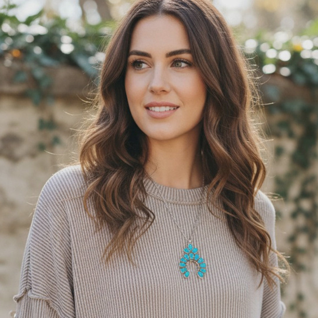 Turquoise Crescent Necklace Set