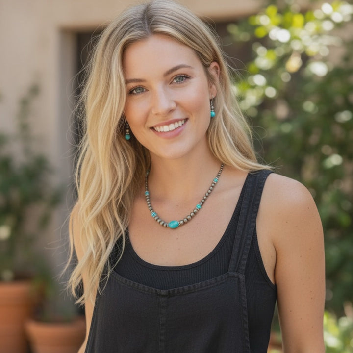 Anaya Sky Beaded Set (Earrings and Necklace)