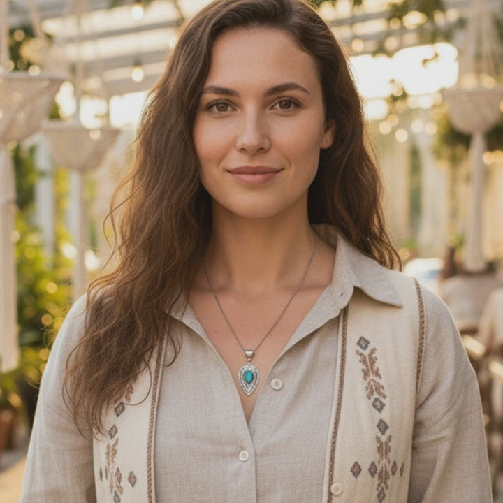 Nayeli Teardrop Turquoise Pendant