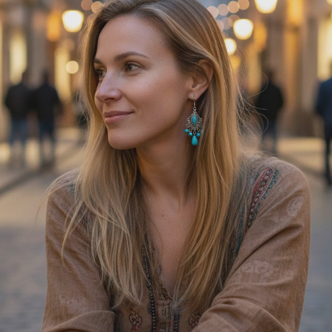 Turquoise Cascade Chandelier Earrings