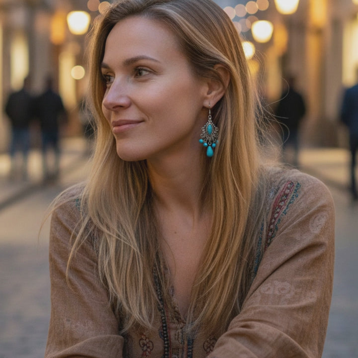 Turquoise Cascade Chandelier Earrings