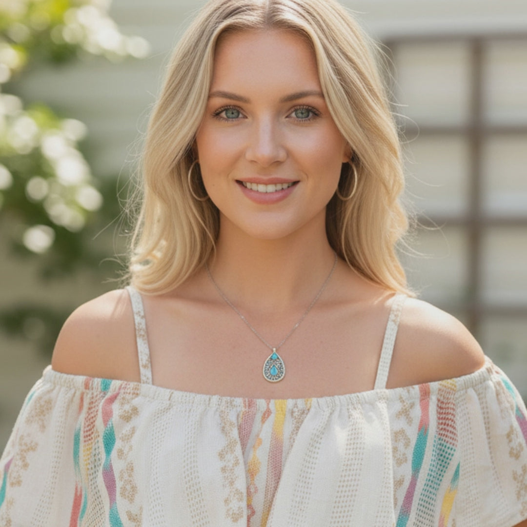 Turquoise Leaf Spirit Pendant Necklace