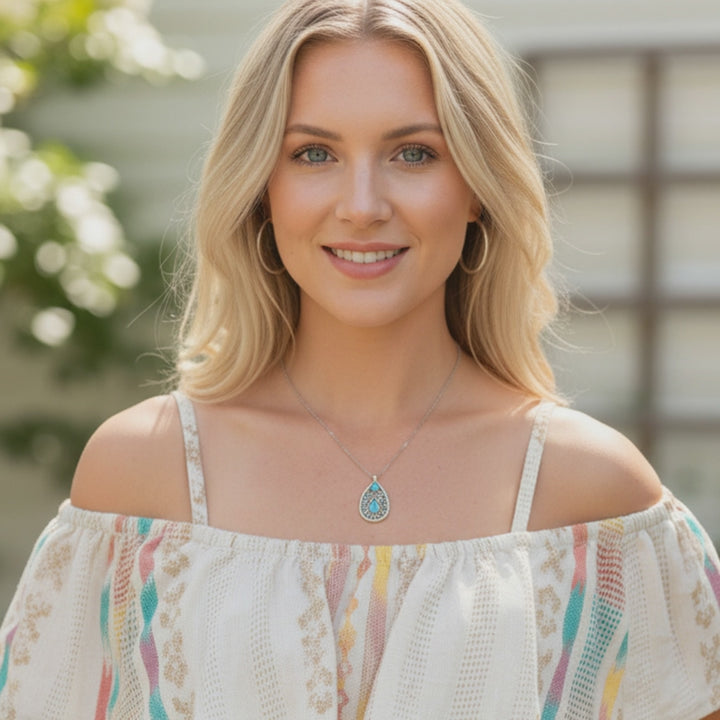 Turquoise Leaf Spirit Pendant Necklace