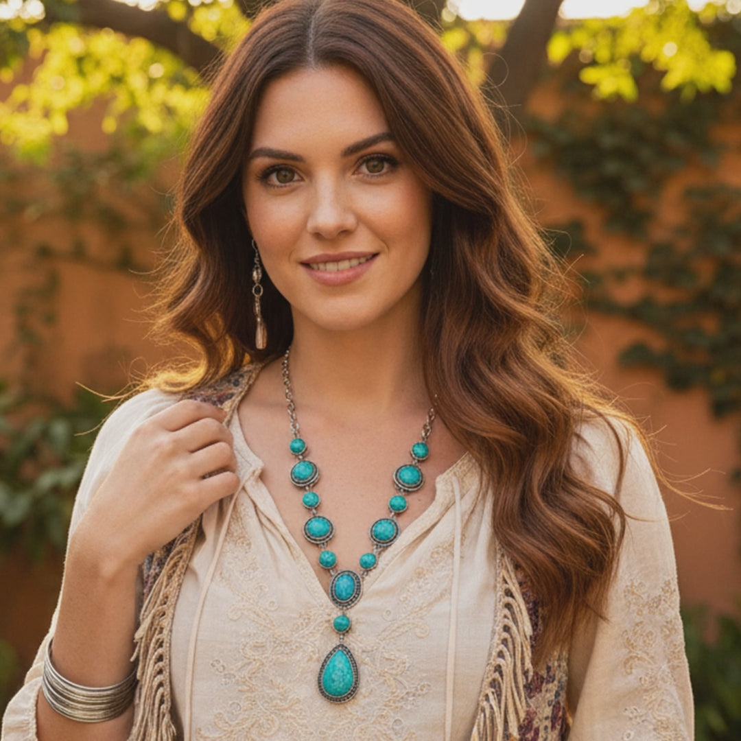 Turquoise Cascade Statement Necklace