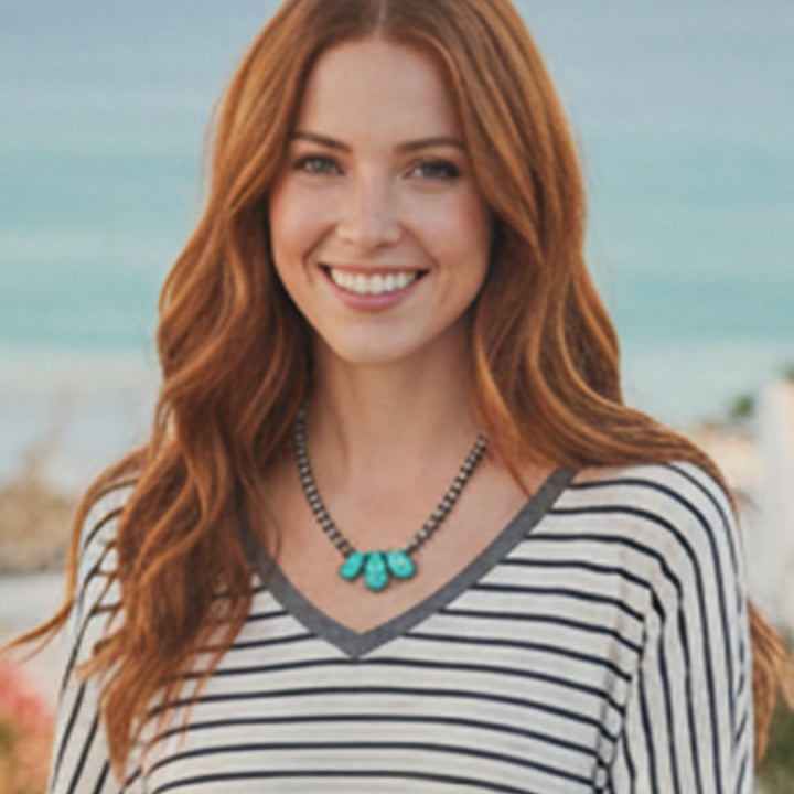 Triple Turquoise Teardrop Necklace