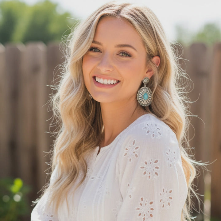 Western Sunburst Turquoise Earrings