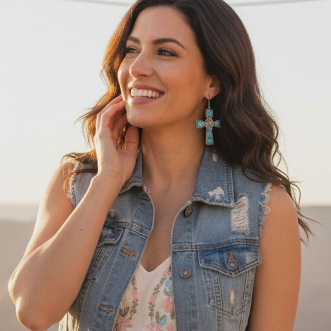 Sacred Skies Turquoise Cross Earrings