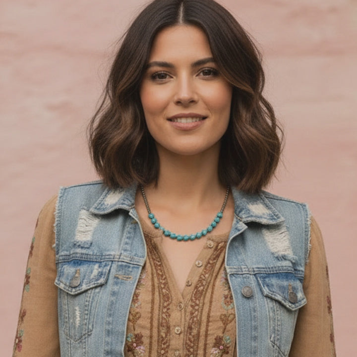 Turquoise Heart Bead Necklace